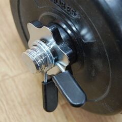 ①RIORES セメントダンベル 合計約20kg プレート(5kg×2枚 2.5kg×2枚 1.5kg×2枚) シャフト+留め具 筋トレ ウェイトトレーニング リオレス 札幌市 清田区 平岡の画像