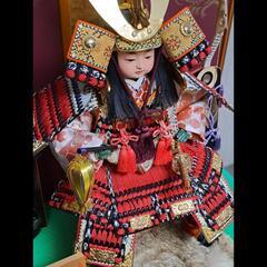オルゴール付き【五月人形】子供武者 甲冑 鎧 赤色  こどもの日 端午の節句の画像