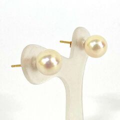 K18 スタッドピアス あこや真珠 パール アコヤ 7.83mm 7.79mm 1.9g アクセサリー 貴金属 ゴールド ピアスの画像