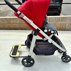 【美品＆PiggyBack,新生児シート付き】UPPAbaby Cruz 赤／2019年購入／走行性抜群＆兄姉立ち乗りOKの画像