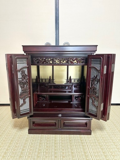 良品 唐木仏壇 紫檀 膳引き付 ミニ仏壇 コンパンクト