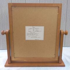 卓上ミラー 幅40×高38.5㎝ 木製 ブラウン 鏡 小型 置き型ミラー 西岡店の画像