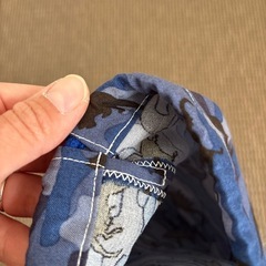 ハンドメイド　給食袋　コップ袋に　青迷彩の画像