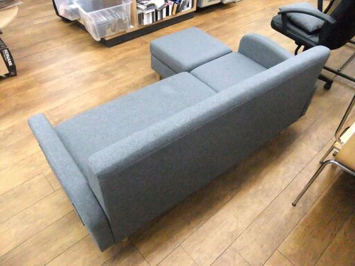 L字ソファ 3人掛け カウチソファ コーナーソファ ソファー オットマン付き イス 家具 札幌市 厚別区