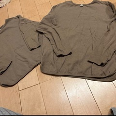 長袖カットソー ロンT おそろい110 ㎝　140㎝　ブラウンの画像