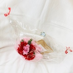 母の日用ミニアレンジメント・ピンク・ネコチャームの画像