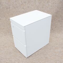 📦【美品】コクヨ KOKUYO 鍵付き3段ワゴン キャビネット ホワイト　サイドワゴン デスクワゴンの画像
