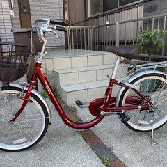 2024年7月購入　ほぼ未使用　　女性・中高年向け　安心低床自転車 マルキン自転車　ヒヨリ　／低床22インチ　／ワインレッドの画像