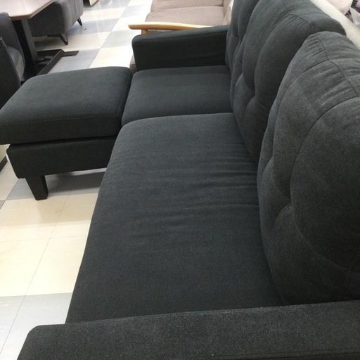 春日市?シンプル✨3人掛けソファ?ファブリックソファ?オットマン付き?定価¥59,800?