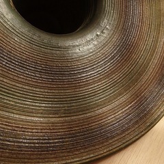 花器 円形 緑 茶の画像