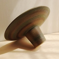 花器 円形 緑 茶の画像