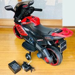 子供用 電動バイク レッド充電器付き バッテリー新品交換済の画像