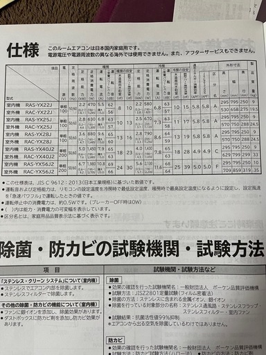 
日立ルームエアコン　RAS-YX56J2　
