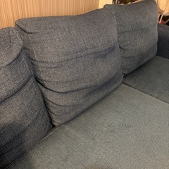 5/30・31限定値下げ！ソファ 3人掛け　オットマン付　使用感あり　ネイビー　の画像