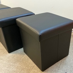 ＜新品同様＞収納ミニスツール・合皮ブラック・サイズ・幅29×高29㎝　１個の画像