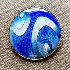 【新品未使用】　ブローチ　七宝焼き　海色の模様　Ｃ