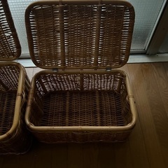 【無料 0円】バスケット 籐 カゴ 入れ物 2個セット 収納ボックスの画像