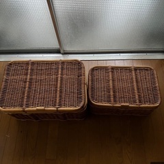 【無料 0円】バスケット 籐 カゴ 入れ物 2個セット 収納ボックスの画像