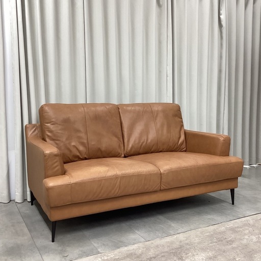 KD-59【新入荷　リサイクル品】ノーチェ　本革張り　2シーターソファ　ブラウン