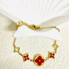 [LENNON  LEE] ブレスレット レディース 四つ葉のクローバー [幸運腕輪] 天然瑪瑙 シルバー925 18K金RGP 金属アレルギー対応 レディース アクセサリー バレンタインデー 誕生日プレゼント 女性 贈り物の画像