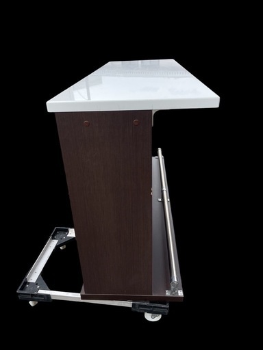 バーカウンター 幅150cm カウンターテーブル キッチンカウンター ハイカウンター ホワイト 鏡面 パイプ 間仕切りカウンター キッチン収納 収納ラック 大容量