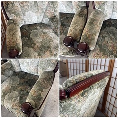 カリモク 応接セット 応接間 木製 アンティーク家具 昭和レトロ 高級家具 ソファ テーブルの画像