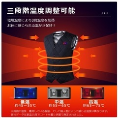 【電熱ベスト】ヒーターベスト 2XL 3段温度調節