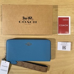 コーチ　シグネチャーストラップブルー長財布A⑤【新品未使用】の画像