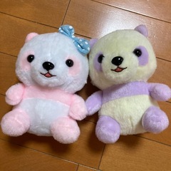 パンダの赤ちゃん　紫とピンク　2体セットの画像