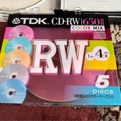【未使用】TDK CD-RWデータ用650MB カラーミックス5mm厚ケース入り5枚パック CD-RW74X5CCS SONY ソニー マクセル　maxell color mixの画像