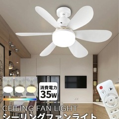 新品未使①用✨LEDシーリングファンライト ホワイト 白 コンパ...