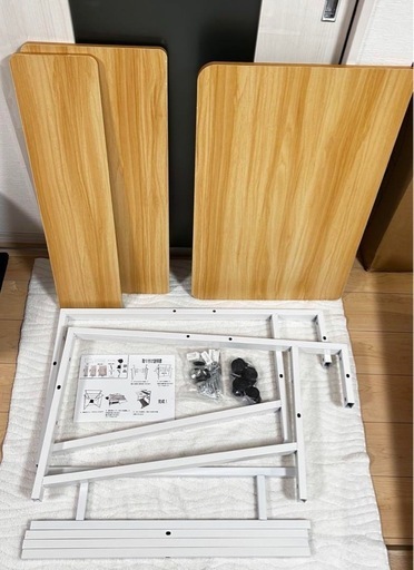 新品✨パソコンデスク モニター台付き 棚付き 組み立て簡単　デスク 机50×80ナチュラル