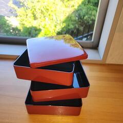 重箱　赤　漆器製　3段の画像