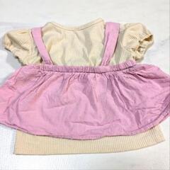 レース装飾の重ね着風 ピンク色 トップス 90cmの画像