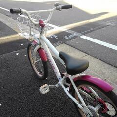 中古子供自転車３５２５　前後タイヤ新品！　１８インチ　ギヤなし　 身長１０６㎝前後　＊片足スタンドに変更可・無料（購入時のみ）の画像