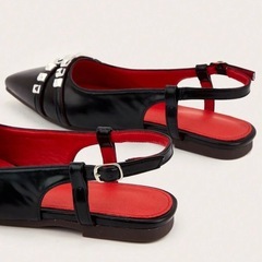 【新品未使用】スタッズ付きブラックスリングバックサンダル22.5cm〜23cmの画像