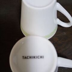新古品　TACHIKICHI 　☕ティーカップ2客🌸🟩の画像