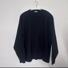 GU スウェットライククルーネックセーター〔長袖〕　BLACK Lサイズの画像