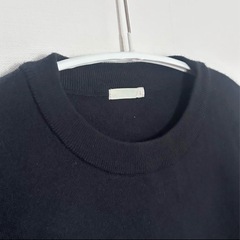 GU スウェットライククルーネックセーター〔長袖〕　BLACK Lサイズの画像