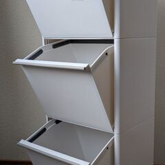 アスベル　分別ワゴンワイド3段　ホワイトの画像