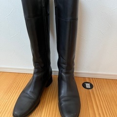 　本革　ロングブーツ　黒　25センチ