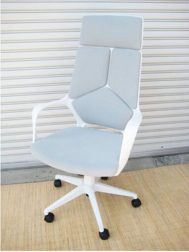 LOWYA　[幅63/座面高43～51] 立体ハイバックデザイン オフィスチェア　ホワイト/グレー ゲーミングチェア 椅子 おしゃれ ロッキング