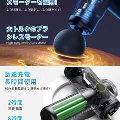 筋膜リリースガン ハンディガン MINI 筋膜リリース【99段階強力振動+8個ヘッド付属 】2000mAh大容量 (8時間以上連続使用) 液晶タッチ操作 Type-C充電式 小型ミニ 450g 軽量 携帯便利 家庭用 お祝い 父の日 母の日 誕生日 プレゼントの画像