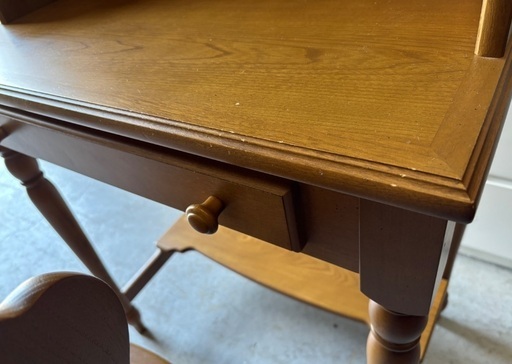 Karimoku レトロ アンティク デスク＆椅子、木製、2点セット、Used