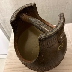 信楽焼　花瓶　手桶型の画像