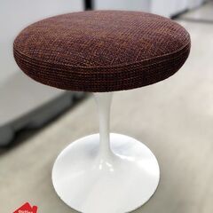 丸イス 直径39cm ブラウン×ホワイト 布生地 スツール  椅...