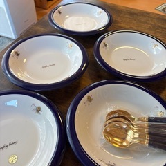 蝶々柄のカレー皿　5セット