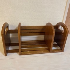 木製 本ラック 本立て　仕切り付き　スライド付き