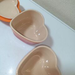 未使用2個セットLE CREUSET プチラムカンダムールセットハート型オレンジの画像