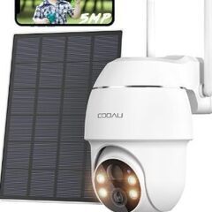【お値下げ:新品未使用】COOAU 防犯カメラ　ソーラー＆ワイヤ...